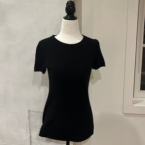 J Crew Black Cashmere Short Sleeve T Shirt Sweater Small NWT